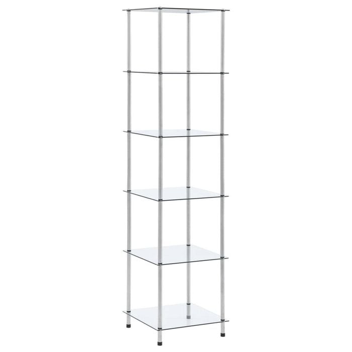 vidaXL 6-Tier Shelf Transparent Tempered Glass Display Rack Storage Organiser