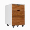 Desky 5 Wheel Anti Tilt Wooden Minimal Filing Cabinet Teak Finish - White Frame