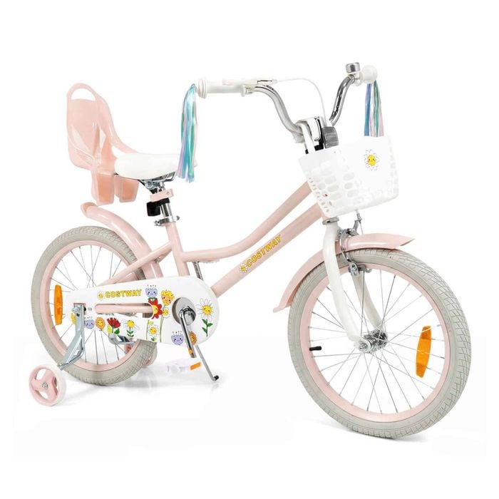 Costway 45 cm Kids Bike Bicycle w/Doll Seat Beginner Pink