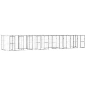 vidaXL Outdoor Dog Kennel Galvanised Steel with Roof 24.2 m² Puppy Enclosure