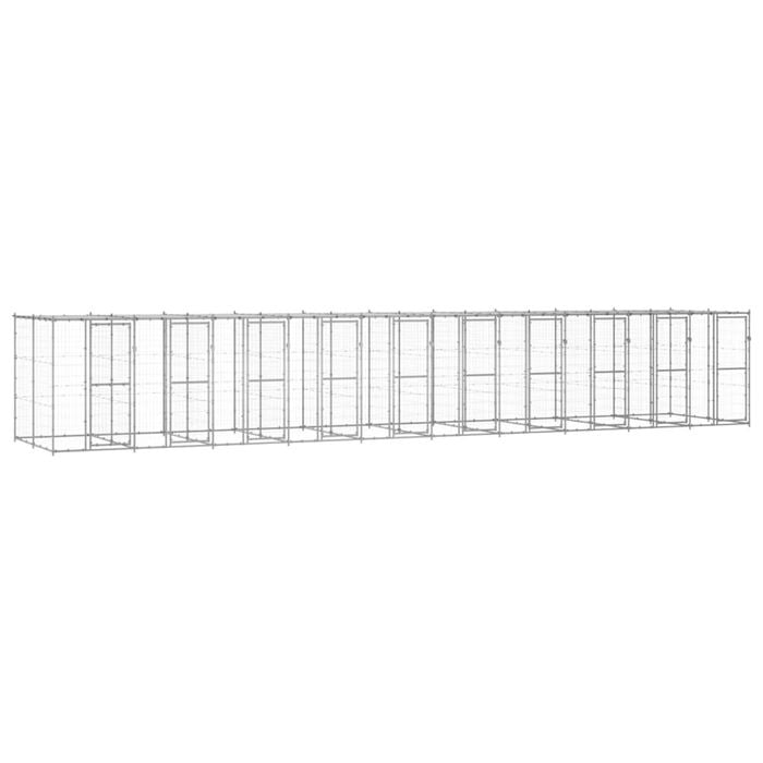 vidaXL Outdoor Dog Kennel Galvanised Steel with Roof 24.2 m² Puppy Enclosure