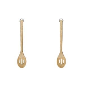 2pk Kitchenaid Birchwood Slotted Spoon Natural Finish Wooden Kitchen Utensil