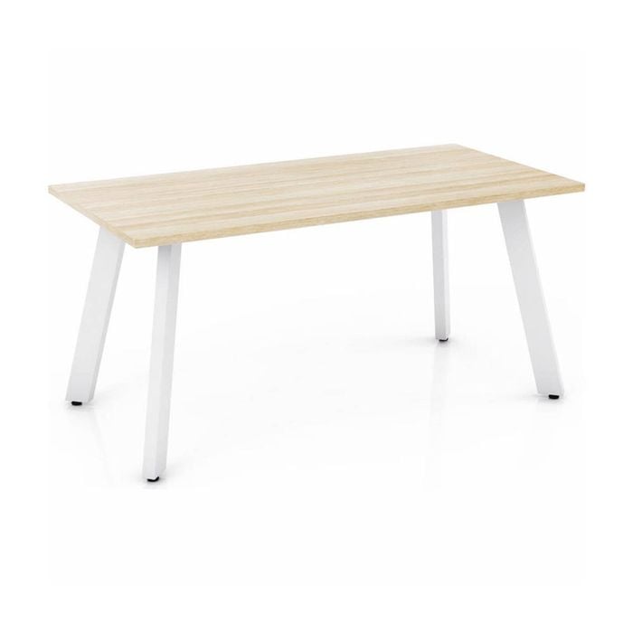 Olg Flare Table 4 Leg White Frame New Oak Ravine Top L1800mm X W1200mm