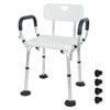 Height Adjustable Shower Seat Non-Slip with Removable Padded Arms