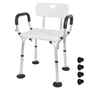 Height Adjustable Shower Seat Non-Slip with Removable Padded Arms