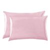 Catzon 2 Pcs Luxury Silky Satin Pillowcases with Zipper for Hair and Skin 50X75cm-Pink