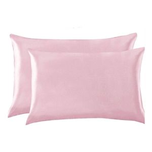Catzon 2 Pcs Luxury Silky Satin Pillowcases with Zipper for Hair and Skin 50X75cm-Pink