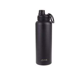 Oasis Stainless Steel Challenger Sports Bottle With Screw Cap 1.1l - Black