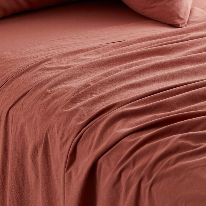 MyHouse Stonewash Flat Sheet 285X260cm 100% Cotton - Clay - King