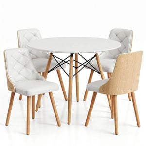Artiss Dining Table And Chairs Set 5pcs 4 Seater Dining Set White