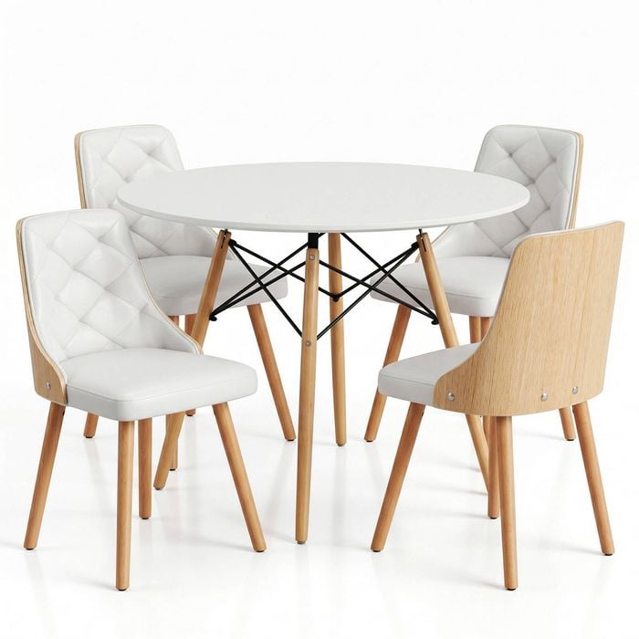 Artiss Dining Table And Chairs Set 5pcs 4 Seater Dining Set White