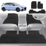 6D Diamond Car Floor Mats for Hyundai i30 N 2021-Current Hatch Fastback-Full Set-Black-Outback GT