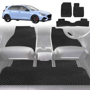6D Diamond Car Floor Mats for Hyundai i30 N 2021-Current Hatch Fastback-Full Set-Black-Outback GT