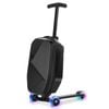 Ufurniture 2 in 1 Suitcase Scooter Foldable Ride-on Luggage with LED Wheels & Adjustable Height Handle Black