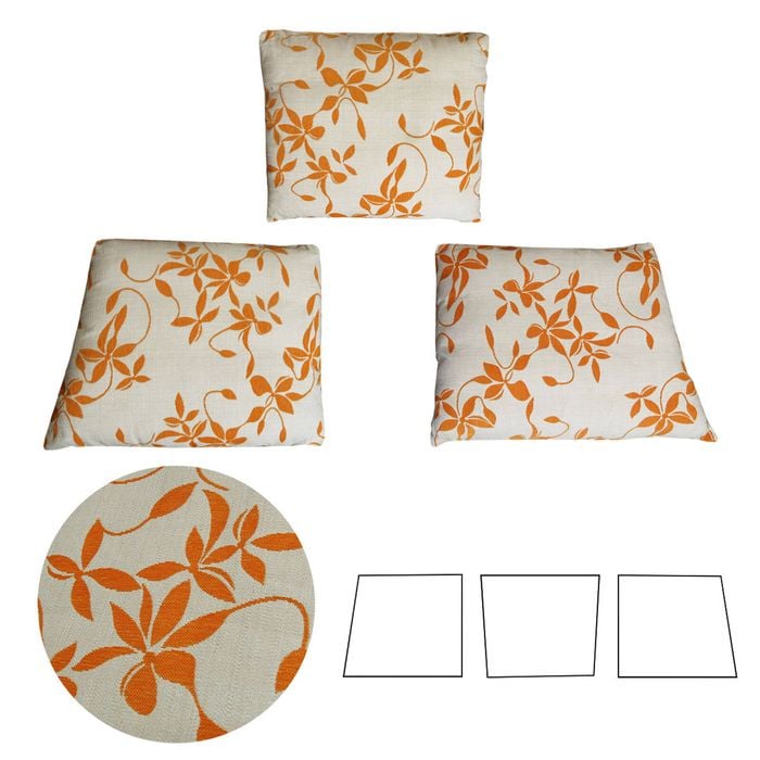 Set of 3 Swirls Taupe Trapezoid Shaped Cushions