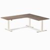Desky L-Shape Melamine Sit Stand Desk Wheat Frame 200x180cm Right Return - Natural Walnut