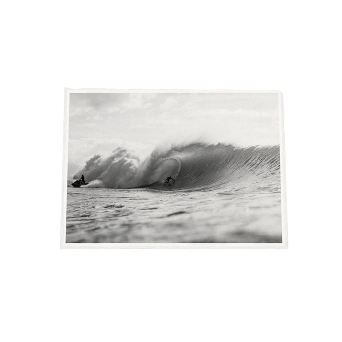 Galrie Stunning Black and White Surfing Photography - Surfing Big Break Art Print, White Frame, A2 42 x 60cm (16 x 24inch)