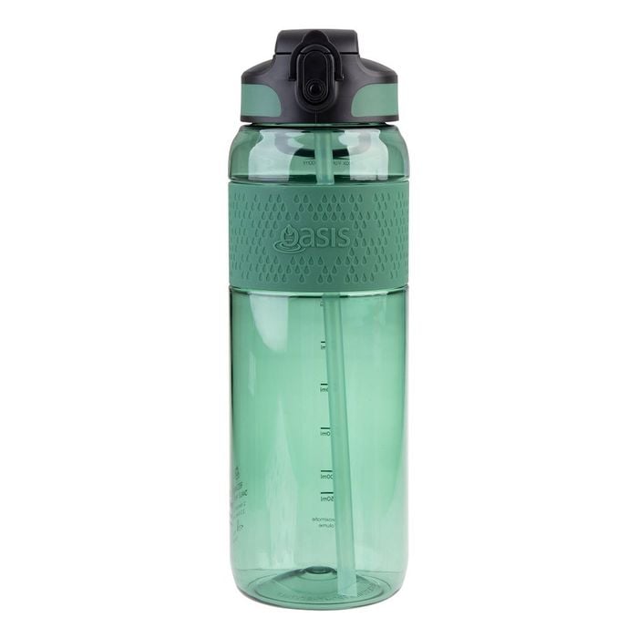 Oasis Tritan Sports Bottle with Sipper and Straw 1 Litre - Forest Green