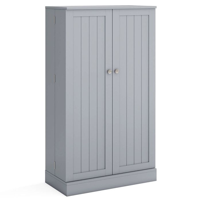 Costway 2-Door Pantry Cabinet Kitchen Storage Cabinet Space-Saving Cupboard-Grey
