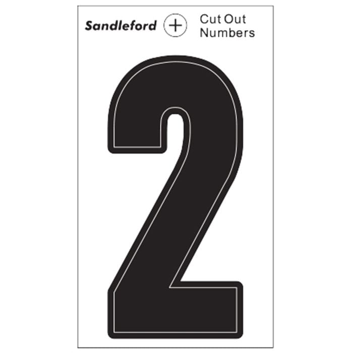 Sandleford Cut Out Numeral "2"  85mm Black Self Adhesive