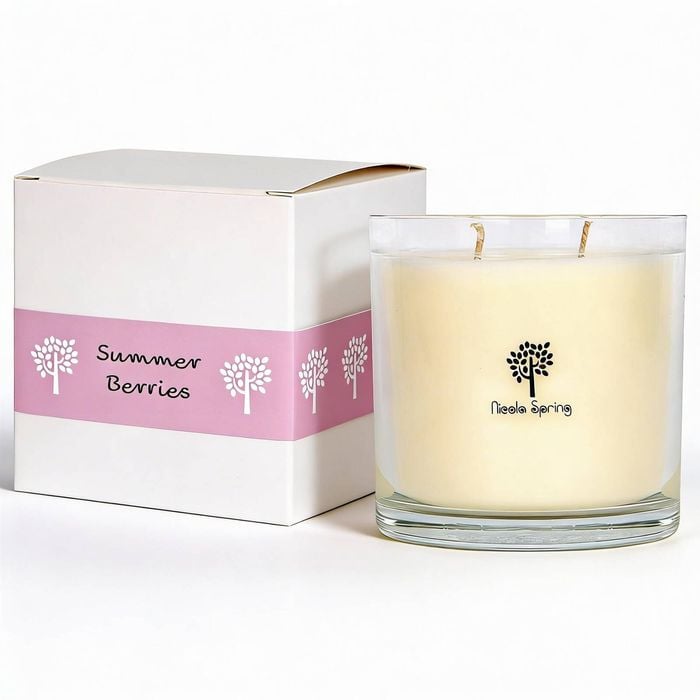 Nicola Spring 400g Soy Wax Scented Candle - Summer Berries - 45 Hour Burn Time Relaxation Aromatherapy Gift Ready Jar Candle