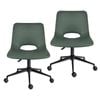 La Bella Green 2 Set Office Desk Chair - PU Leather Home Swivel Chair Cut-Out Seat HALO