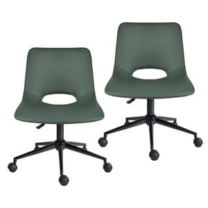 La Bella Green 2 Set Office Desk Chair - PU Leather Home Swivel Chair Cut-Out Seat HALO