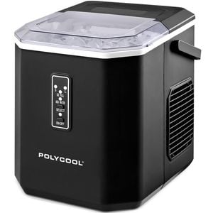 POLYCOOL Portable Ice Maker Machine, Automatic, 12kg/day,  Auto Clean, with Scoop and Removable Basket, Black