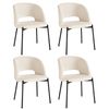 Oikiture 4x Armchair Dining Chair Accent Chairs Tub Armchairs Sherpa White&Black
