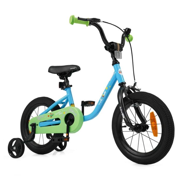 Costway Kids Adjustable Bike Removable Training Wheel Bell Blue