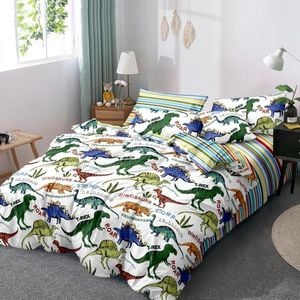 Dreamfields King Dinosaur Park Design Kids/Boys/Girls Quilt/Duvet/Doona Cover Set