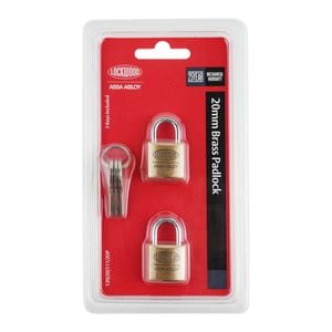 Lockwood 20mm Brass 120 Series General Purpose Padlock - 2 Pack