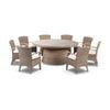 Outdoor Plantation 1.8M Round Wicker Dining Table With 8 Kai Chairs - Brushed Wheat