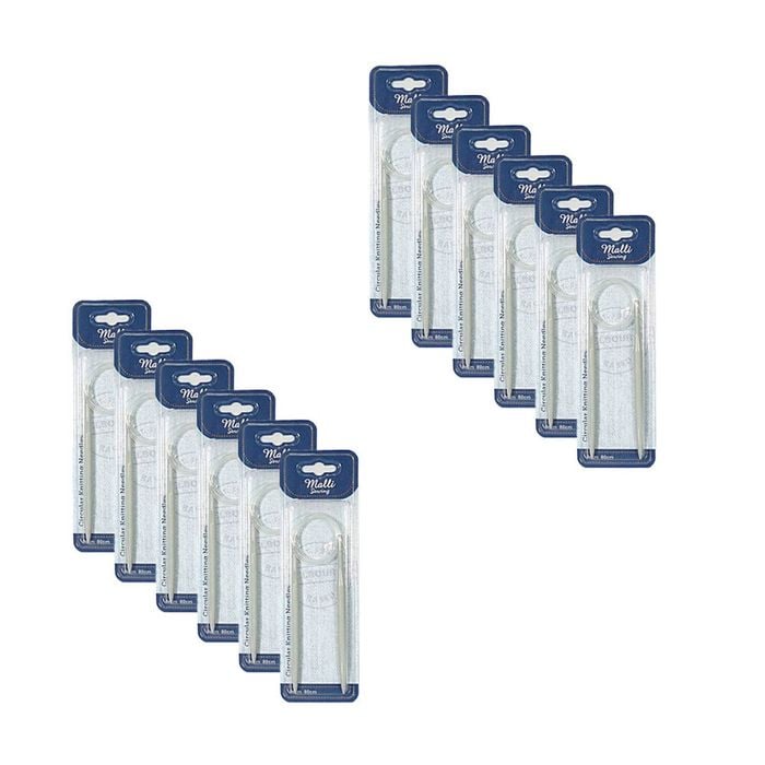 12pk Malli Aluminium/plastic Circular Knitting Needles Yarn Tool 8mm Grey