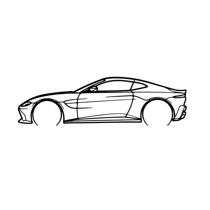 Ignite Laser Aston Martin Advantage Silhouette Metal Wall Art Rustic Metal 47inch/120cm