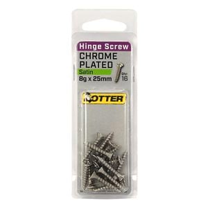 Otter 8 x 25mm Satin Chrome Hinge Screws - 16 Pack