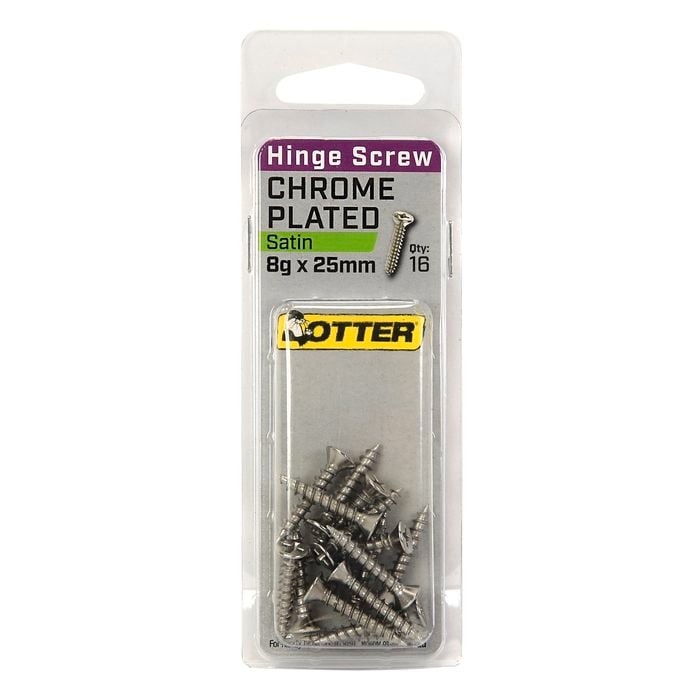 Otter 8 x 25mm Satin Chrome Hinge Screws - 16 Pack