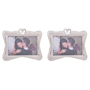 2PK Gibson Gifts Diamond Heart Frame Home/Garden Decor 6x4" Silver