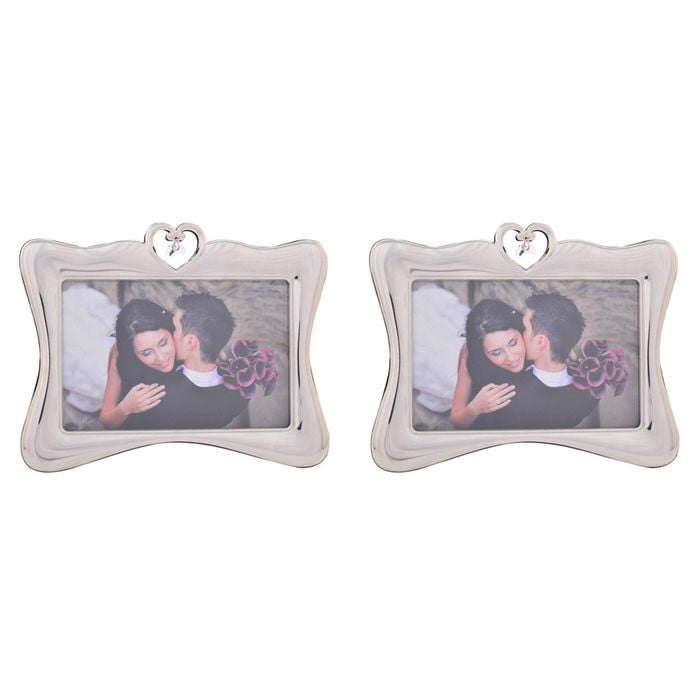 2PK Gibson Gifts Diamond Heart Frame Home/Garden Decor 6x4" Silver