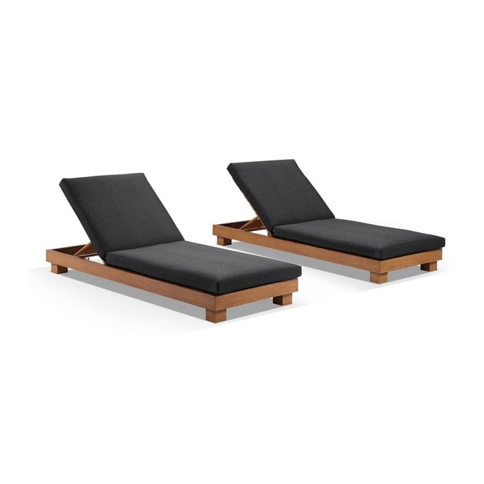 Santorini Sun Lounge Set In Teak Look Aluminium