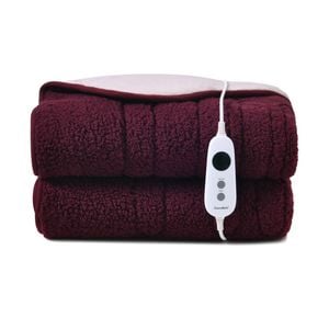 Dreamaker Eve Reversible Sherpa & Coral Fleece Electric Heated Throw Blanket Cherry & Blush 180x200cm | Overheat Protection