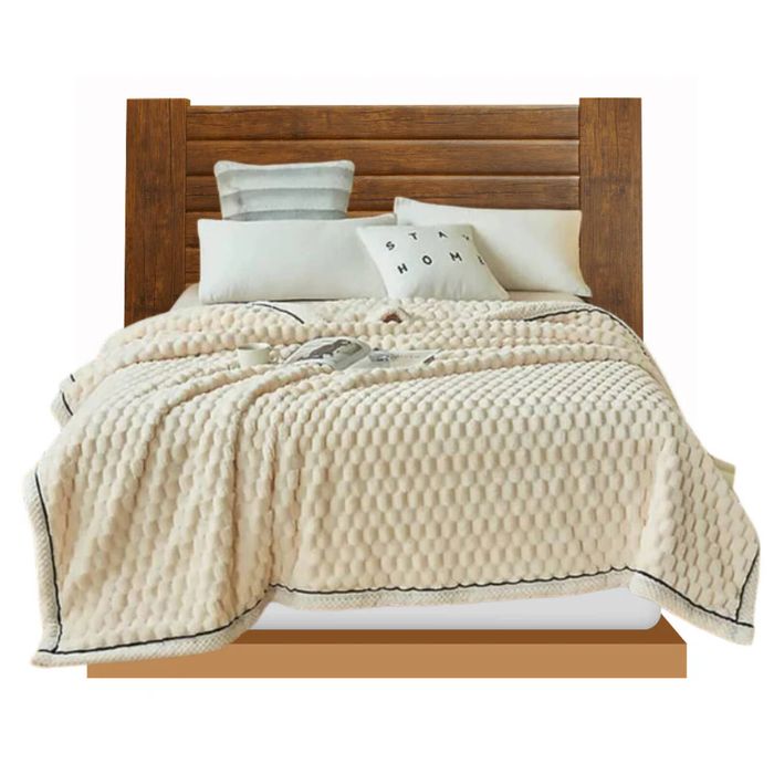 Anycozy Beige Velvet Soft Fluffy Warm Throw Blanket 150x200cm