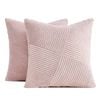 Gioia Casa Corduroy Cushion Covers - Soft Velvet with Windmill Pattern & Hidden Zipper - Pink, 45cm x 45cm (Twin Pack)