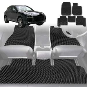 6D Diamond Car Floor Mats for Porsche Cayenne 92A 2011-2017-Full Set-Black-Outback GT