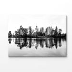 Trees near Lake B&W Scenery View Print 100% Australian Made 75x50cm (Stretched Canvas)