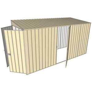 Build-a-Shed 1.5 x 3.7 x 2m Single Hinged Side Door Skillion Shed - Cream