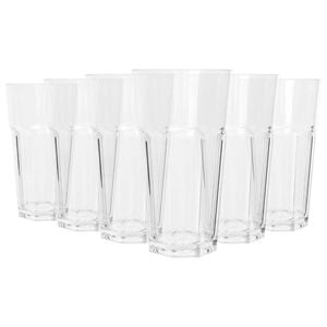 Argon Tableware 665ml Plastic Highball Glasses - Set of 6 - Clear Reusable Cocktail Champagne Fizz Cola Tumbler Drinking Cups