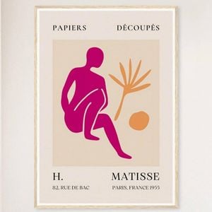 Galrie Papiers Découpés H. Matisse Art Print Pink Silhouette (1955), Wood Frame, A4 21 x 30cm (8 x 12inch)