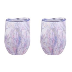 2PK Oasis Stainless Steel Wine Tumbler Double Walled 330ml Silver Quartz