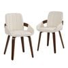 Oikiture 2x Dining Chairs Pu Leather Kitchen Chairs Bentwood Armchair Beige